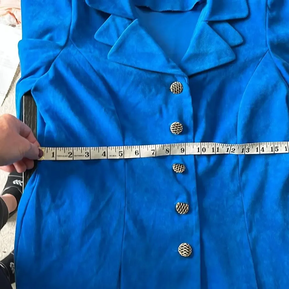 Vintage Leslie Fay Stunning Blue Blue Women's Skirt Set/Dress Suit - Picture 5 of 12